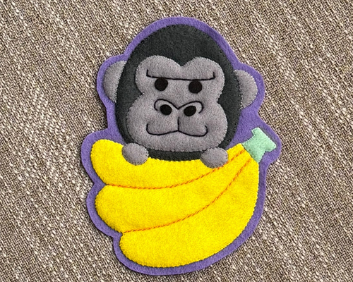 ゴリラとバナナ フェルト名札 ワッペン その他入園グッズ