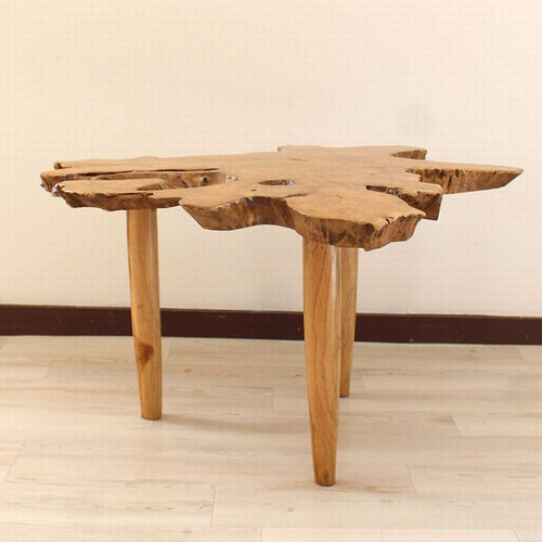 在庫処分 1点もの テーブル 木製 チーク材 天然木 切り株 カフェ 花台 A