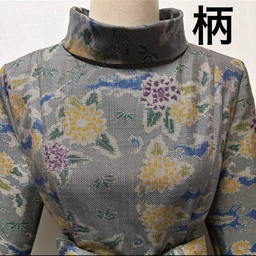 着物リメイク ワンピース 花柄 Aライン リボン付き プリンセス
