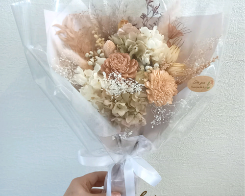 ♡新作♡ドライフラワー　花束　スワッグ　ブーケ　結婚式　前撮り プリザーブドフラワーとドライフラワーの花束 ブーケ スワッグ