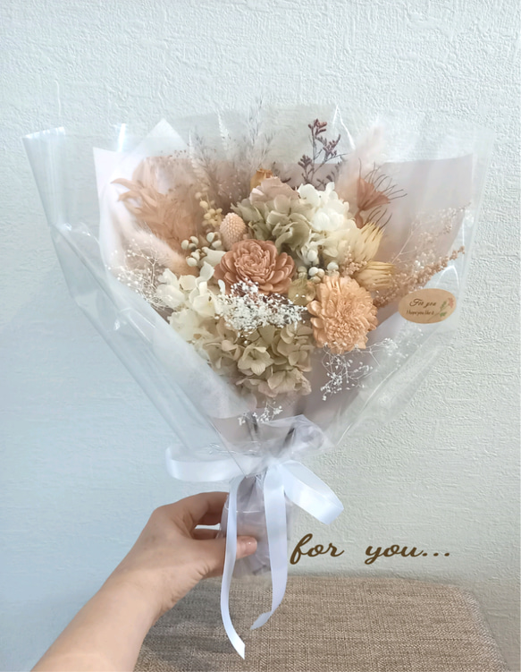 再版』プリザーブドフラワーとドライフラワーの花束 ブーケ スワッグ