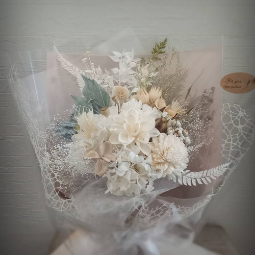 再版』プリザーブドフラワーとドライフラワーの花束 ブーケ スワッグ