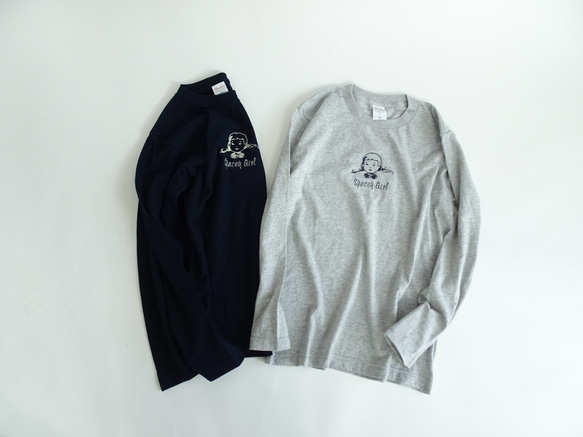 雙色刺繡長袖T卹 <太空女孩> 第4張的照片