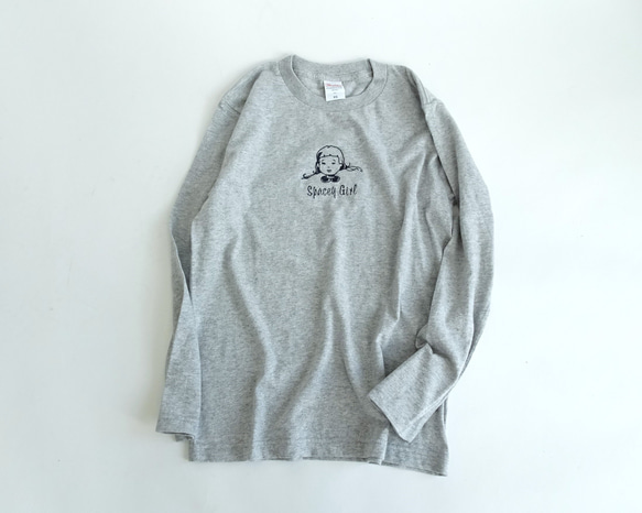 雙色刺繡長袖T卹 <太空女孩> 第8張的照片