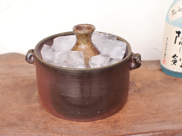 備前燒清酒瓶和清酒瓶冷卻器套裝 t-123 第5張的照片
