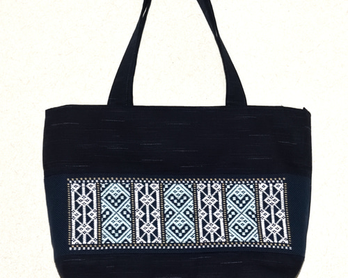 こぎん刺し ファスナーバッグ #196 ハンドメイド トートバッグ さや
