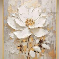 60×40cm】キャンバスアート テクスチャーアート 花 油絵 抽象画
