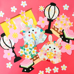 親王雛 ひな祭り 桃の節句 雛壇 コンパクト 色紙 壁面 アルバム