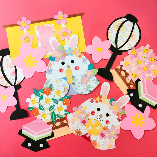 親王雛 ひな祭り 桃の節句 雛壇 コンパクト 色紙 壁面 アルバム