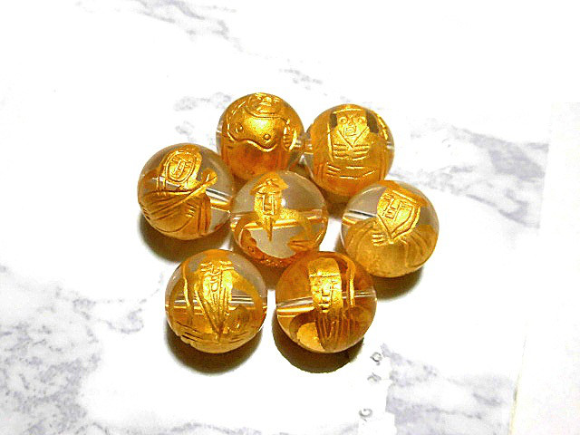 天然石 水晶七福神+ラピスラズリブレスレット 内周18.0cm 　　250720063