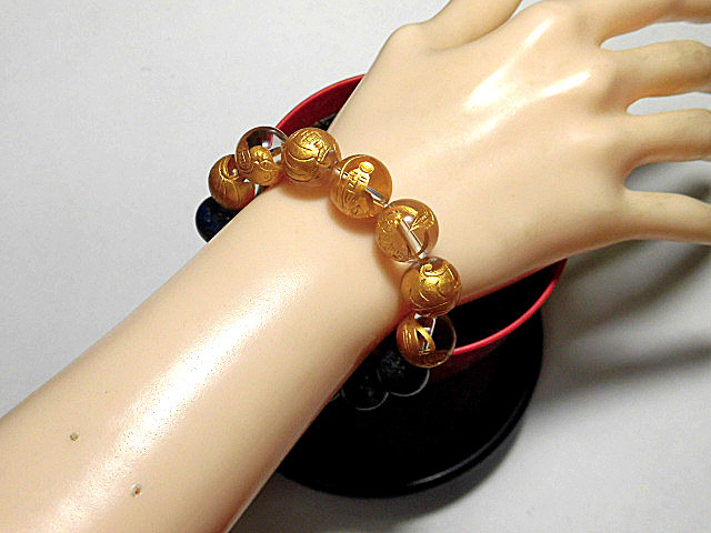 天然石 水晶七福神+ラピスラズリブレスレット 内周18.0cm 　　250720063