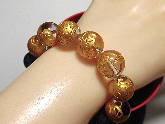 天然石 水晶七福神+ラピスラズリブレスレット 内周18.0cm 　　250720063