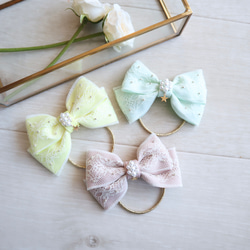 レースビジューリボン ヘアゴム キッズ ヘア おしゃれ 発表会 ヘア