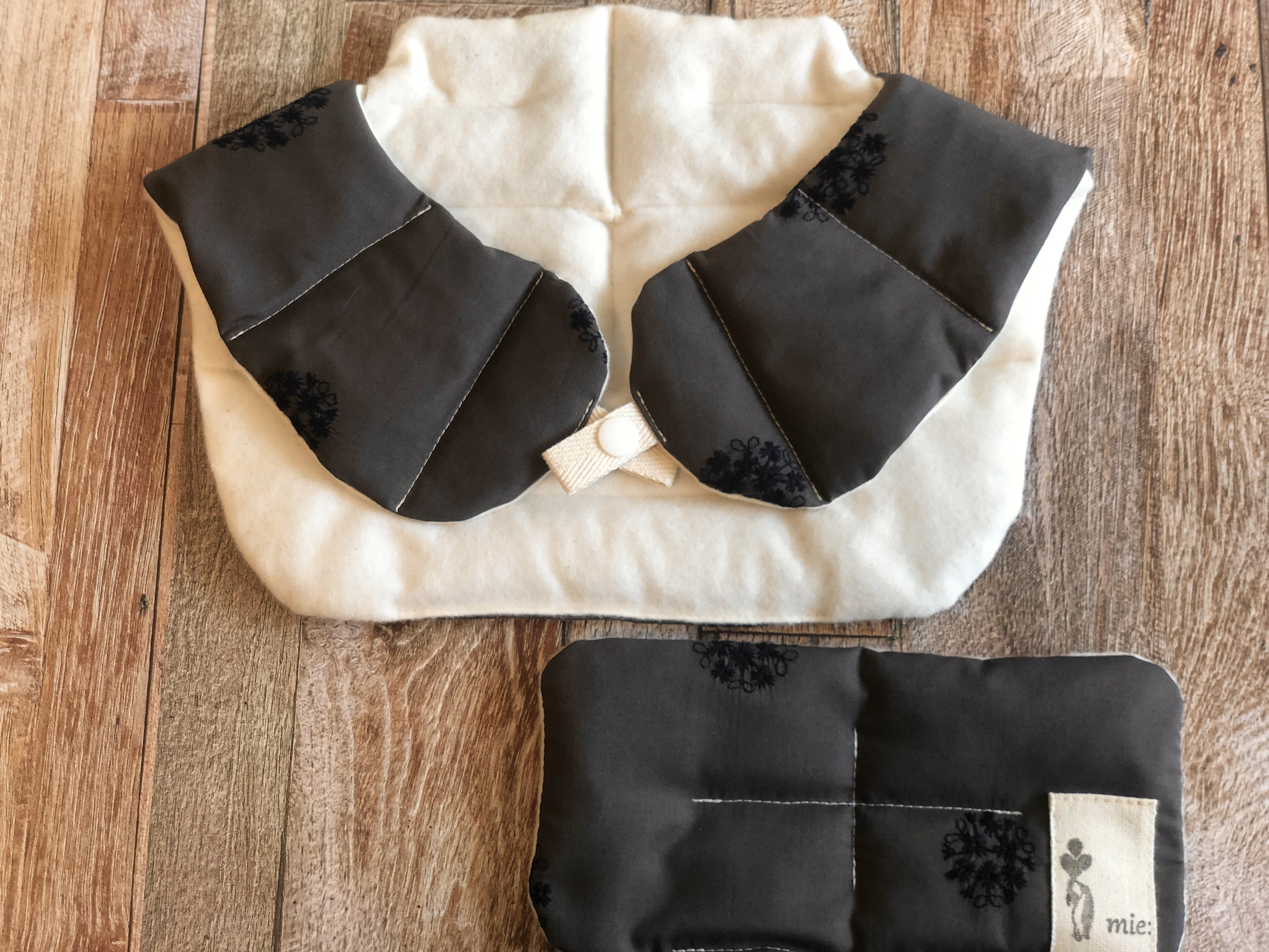 ★送料無料★整体師が作ったこだわりの小豆カイロSET（チャコールグレー・刺繍）