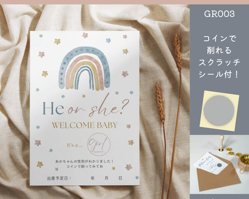 GR003】ジェンダーリビールカード 性別発表 サプライズ