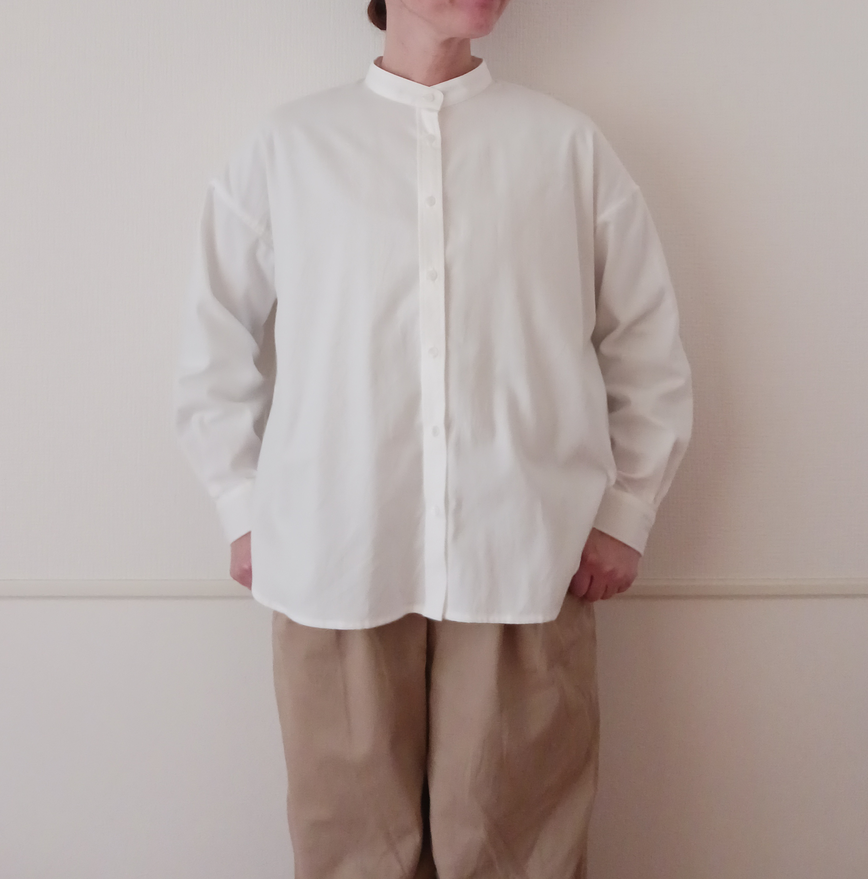 【women's S.M.L】ほんのり起毛 ビエラのスタンドカラーシャツ