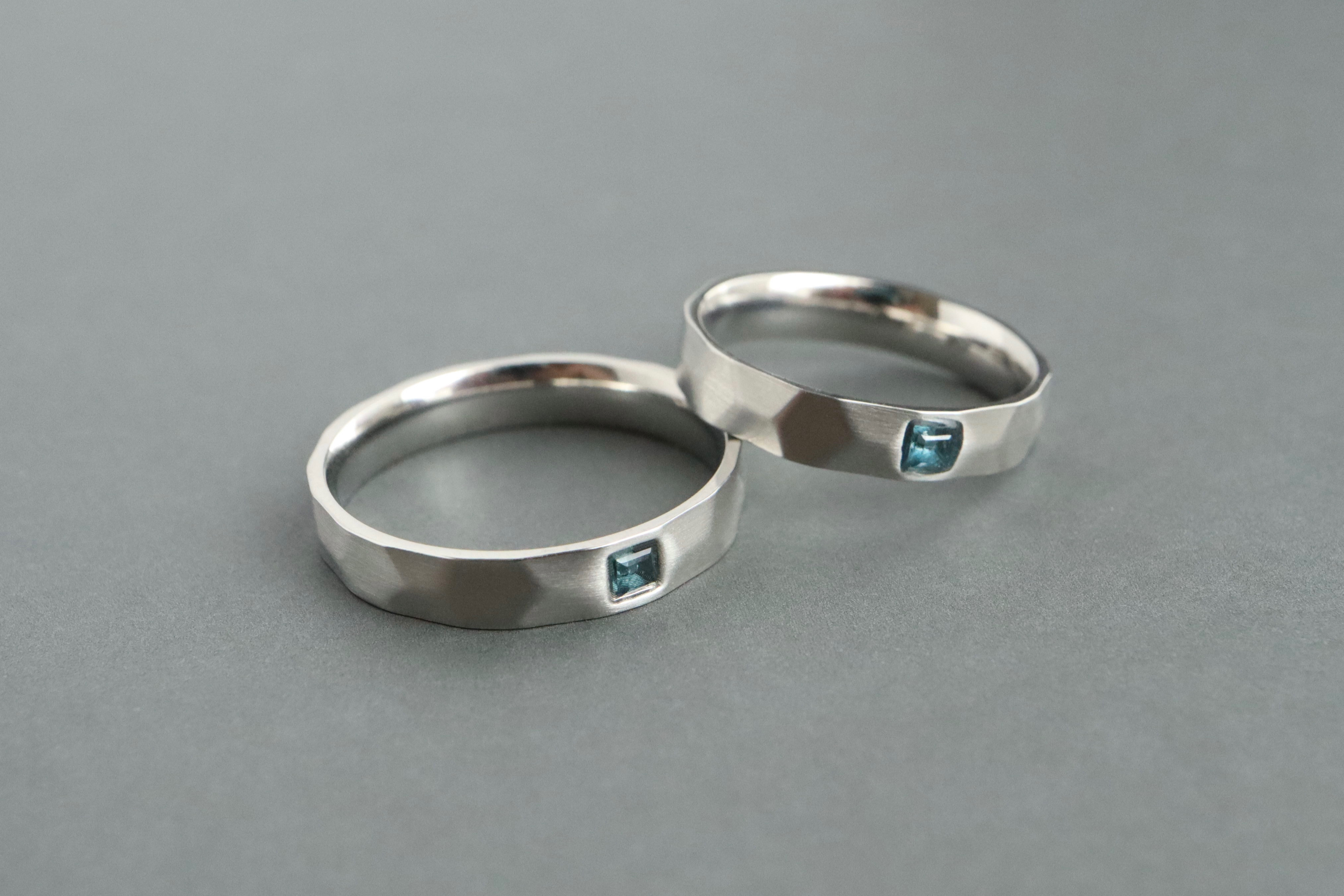 刻印♦︎天然石が選べるペアリング♦︎セミオーダー♦︎天然石♦誕生石♦サージカルステンレス【hammered】