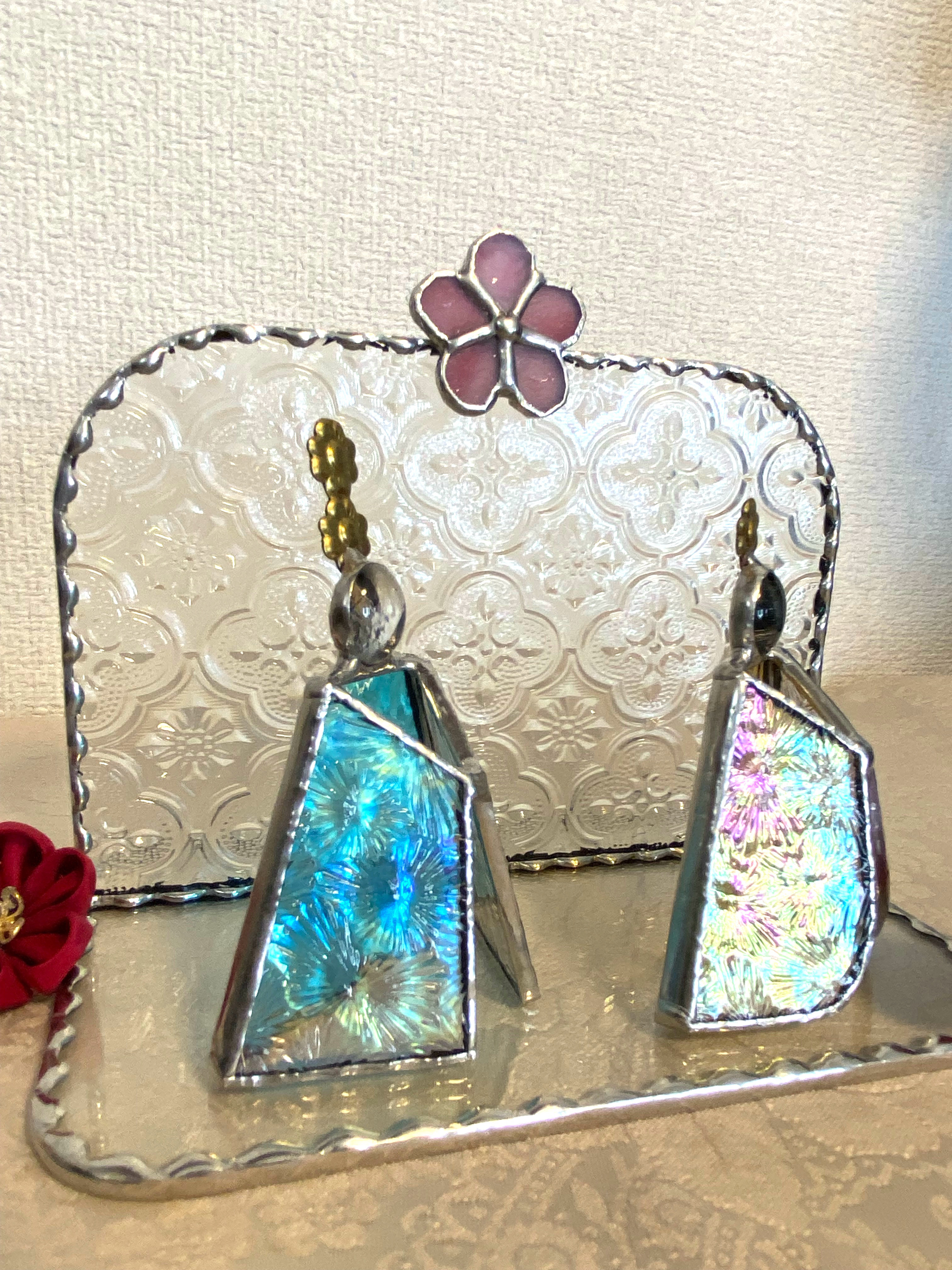 ガラスの雛人形♢ステンドグラス(スカイブルー・イエロー)