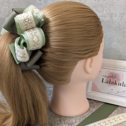 ヘアクリップ Uピン（ガーランドリボン 水色） ロリィタ ヘアメ 担当