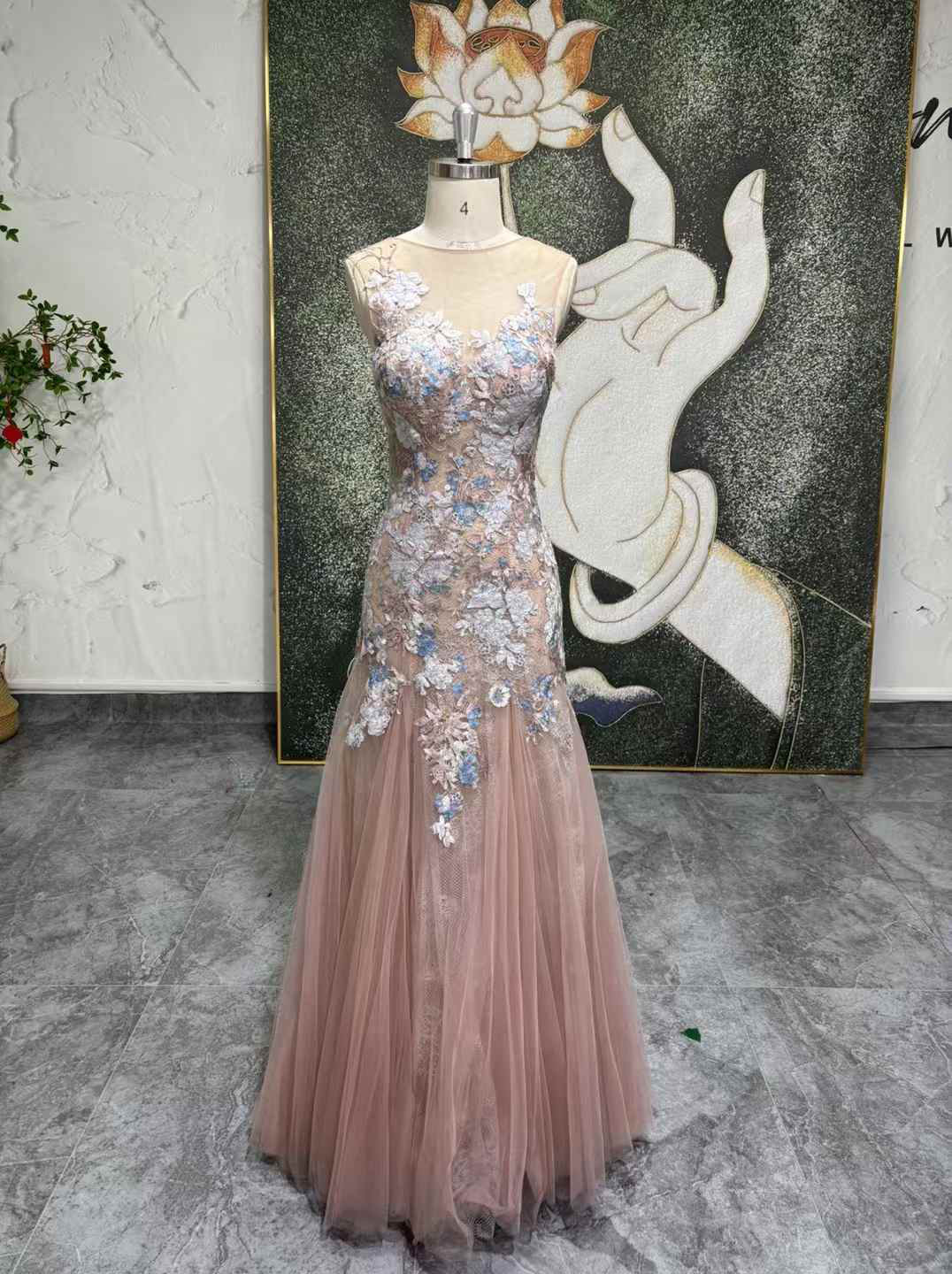 パーディードレス　ソフトチュール　ピンク　タイトスカート　カラフル　花柄　イリュージョン　ファスナー　パーディードレス 86,980円