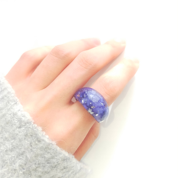 千鳥草のぽってりリング〜 指輪 レジン ドライフラワー 秋冬夏春