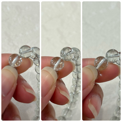 天然石ブレスレット437◇プラシオライト(グリーンアメジスト) 虹あり