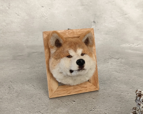 羊毛フェルト　フレーム飾り　犬 展示品【✨わくわく枠わんこ✨】ダックス【顔幅3.3cm】羊毛