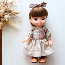 26cmドール服 ぬいぐるみ服 チェック柄ワンピース ソランちゃん レミン