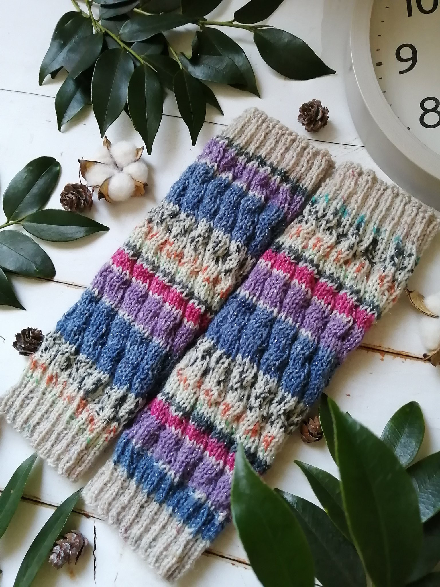 【Ｍ】ユアスマイル〜オパール毛糸のスパイラル編みレッグウォーマー