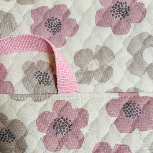 防災頭巾カバー 背もたれタイプ｜椅子用 キルティング｜花柄 ピンク