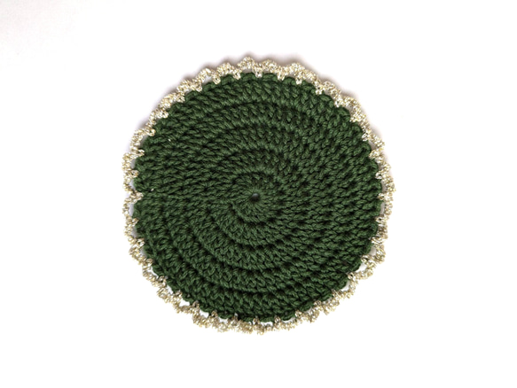 ティータイムを華やかに♪ラメ糸フリルのコースター 6枚目の画像