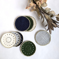 ティータイムを華やかに♪ラメ糸フリルのコースター 3枚目の画像
