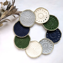 ティータイムを華やかに♪ラメ糸フリルのコースター 5枚目の画像