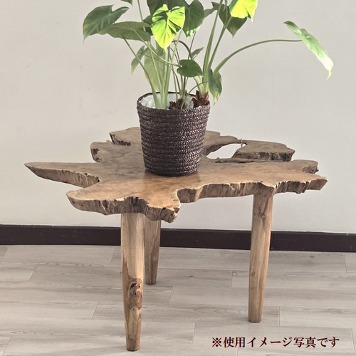 在庫処分 １点もの テーブル 木製 チーク材 天然木 切り株 カフェ 花台 C 在庫処分 1点もの テーブル 木製 チーク材 天然木 切り株 カフェ 花台 B