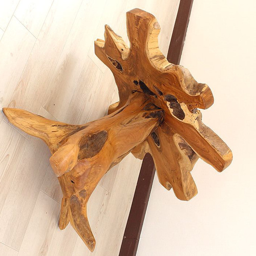 サイドテーブル 木製 チーク材 原木 切り株 根っこ 再利用 花台 照明