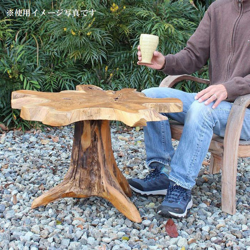在庫処分 1点もの テーブル 木製 チーク材 天然木 切り株 カフェ 花台 B