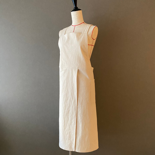毎日使えるpottery apron コットンきなり 柔らかい 生地 スリット ノー