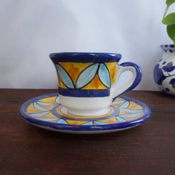 美品1908年　初期ヤジロベー印　三越　ケーキ皿　デミタスカップ4脚ソーサー5皿 エスプレッソカップ＆ソーサー マヨリカ焼き イタリア陶器