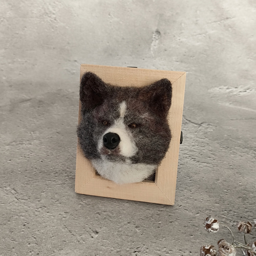 虎毛の秋田犬さんミニフレーム〈25014〉 羊毛フェルト 羊毛