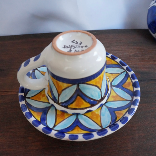イタリア絵皿 手描き 飾り皿 カップ コーヒー エスプレッソ カフェ お菓子 イタリア絵皿 手描き 飾り皿 カップ コーヒー エスプレッソ