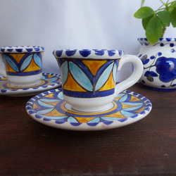 絵皿 26cm GEO015 マヨリカ焼き イタリア陶器 青いお皿 幾何学模様