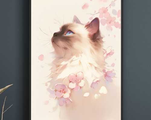 桜猫戯舞 - ラグドール No.2】桜・花見・春・花びら・子猫・猫
