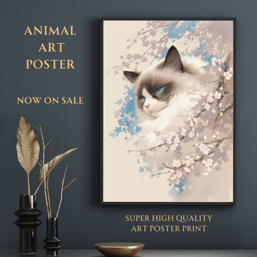 桜猫戯舞 - ラグドール No.3】桜・花見・春・花びら・子猫・猫