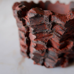 3号透し高台赤鉢797　塊根植物　多肉植物　盆栽　植木鉢　作家鉢　沖縄 2枚目の画像