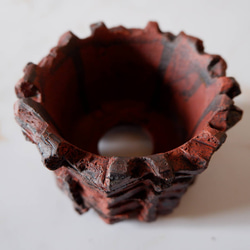 3号透し高台赤鉢797　塊根植物　多肉植物　盆栽　植木鉢　作家鉢　沖縄 4枚目の画像