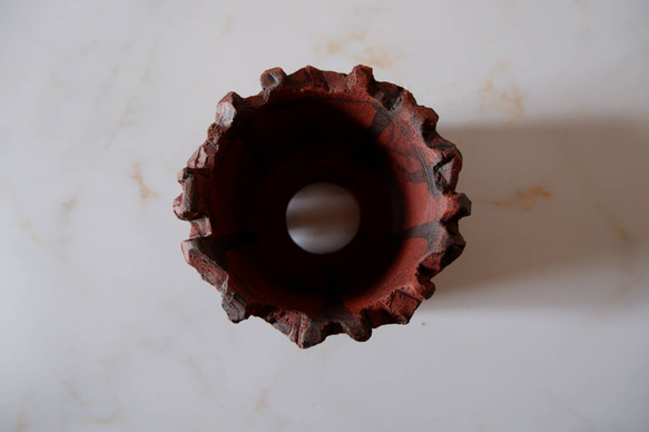 3号透し高台赤鉢797　塊根植物　多肉植物　盆栽　植木鉢　作家鉢　沖縄 5枚目の画像