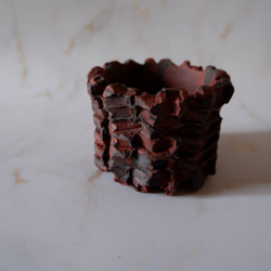 3号透し高台赤鉢797　塊根植物　多肉植物　盆栽　植木鉢　作家鉢　沖縄 1枚目の画像