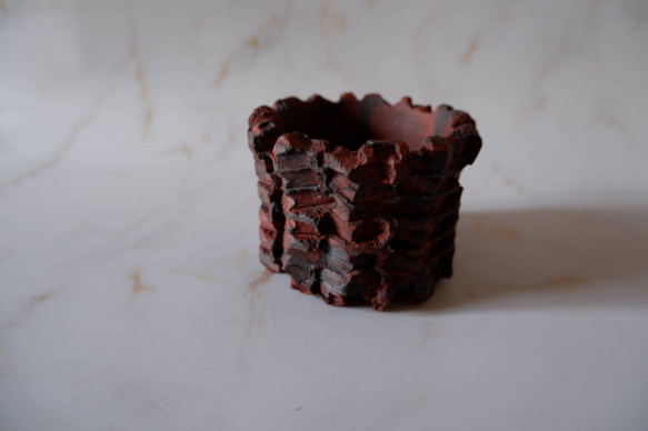 3号透し高台赤鉢797　塊根植物　多肉植物　盆栽　植木鉢　作家鉢　沖縄 1枚目の画像