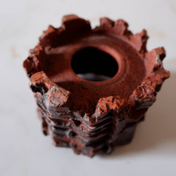 3号透し高台赤鉢797　塊根植物　多肉植物　盆栽　植木鉢　作家鉢　沖縄 6枚目の画像