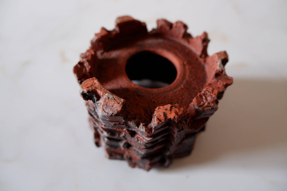 3号透し高台赤鉢797　塊根植物　多肉植物　盆栽　植木鉢　作家鉢　沖縄 6枚目の画像